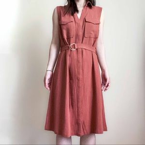NWT Linen sleeveless utility midi dress in brick